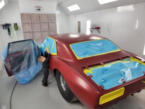 1968 Chevrolet Camaro Dragster in painting booth