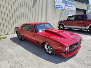 1968 Chevrolet Camaro Dragster outside shop