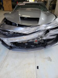 Damaged 2020 Chevrolet Camaro Dragster front bumper