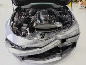 Damaged 2020 Chevrolet Camaro Dragster engine