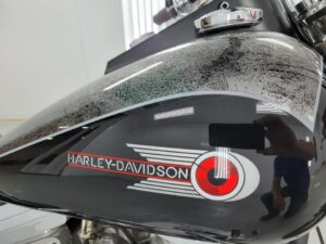 Custom Harley Davidson gas tank with record player design
